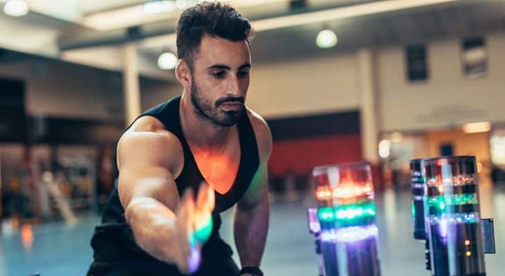 Man using lights for eye coordination