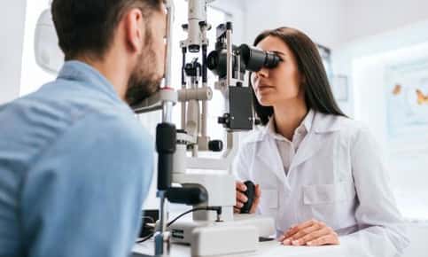 A man receiving an eye exam